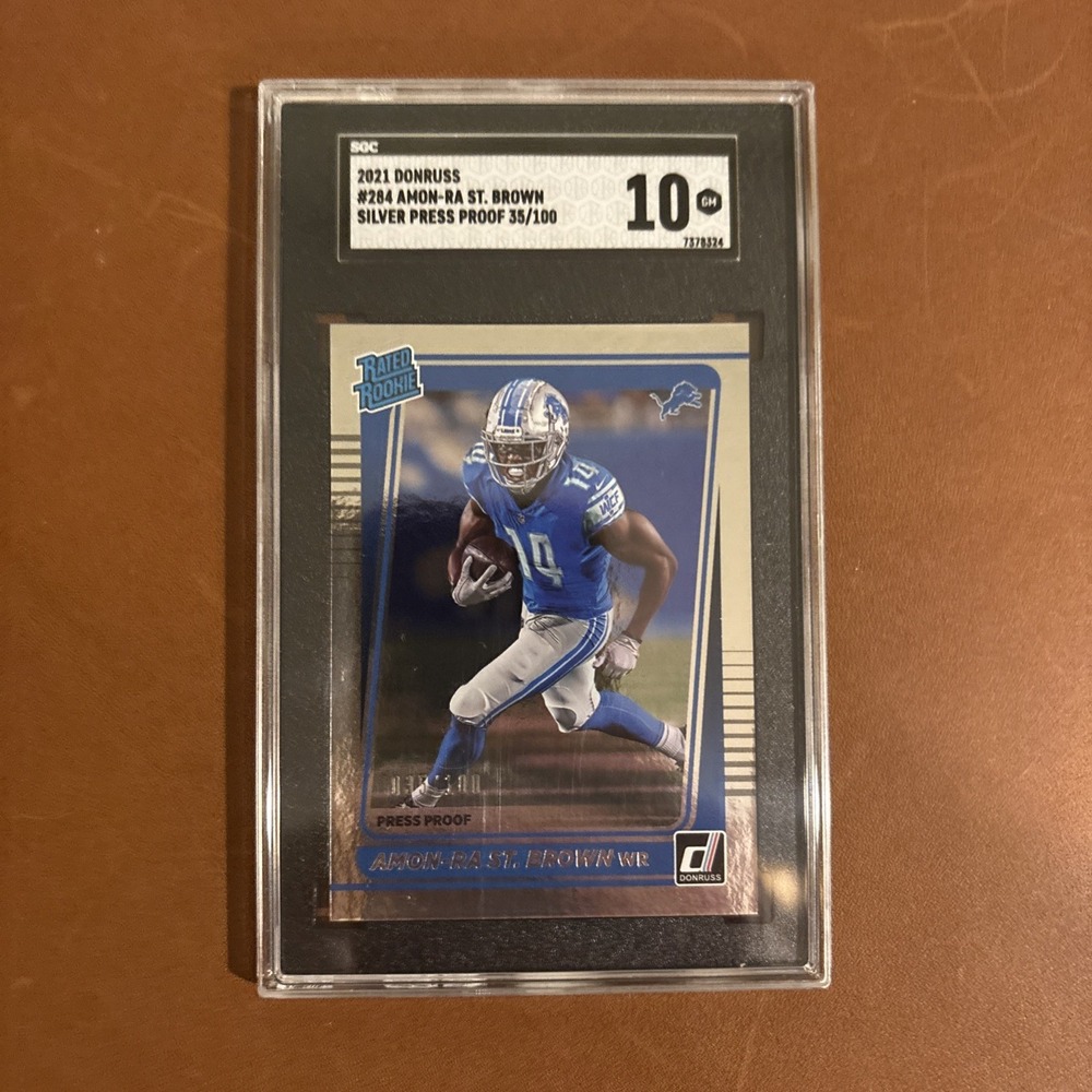 SGC 10 Amon-Ra St Brown 2021 Donruss Silver Press Proof Rated Rookie RC 35/100